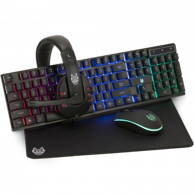 Kit Gaming A+ EL1, 4 in 1,Tastatura, Mouse, Casti, Mousepad, USB, Negru